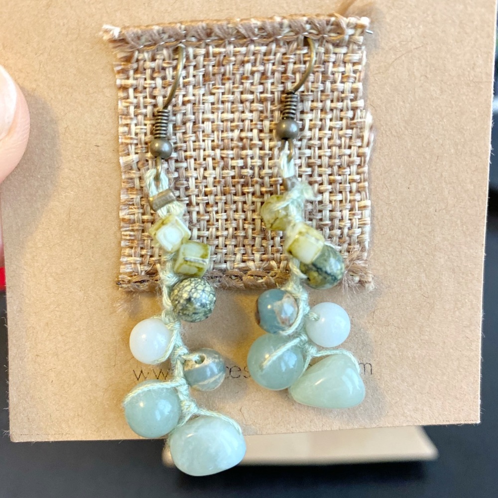 Handmade earrings stone art - Picture 2 of 3